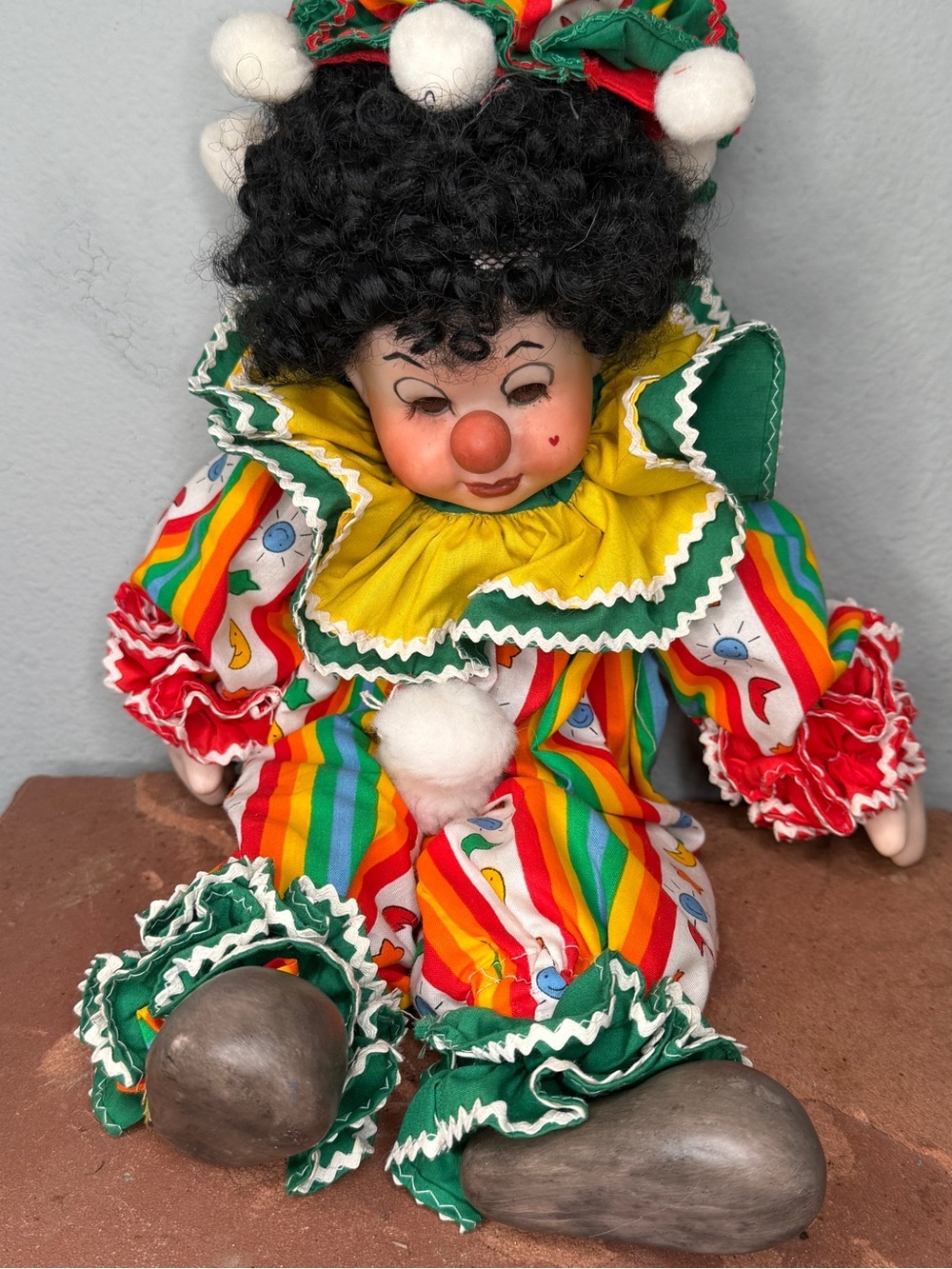 Vintage Clown Doll with Porcelain Head and Feet